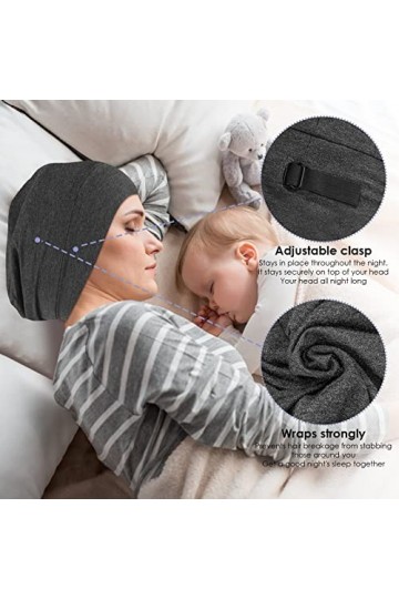 WLLHYF Bonnet de Sommeil en Soie Doux Doublure en Satin pour Femme et Homme Gris Gris foncé Taille Unique