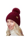 YAKASU Bonnet Femme Hiver - Chapeau Femme Pompon Bonnet en Tricot Chaud Doublé Polaire Knitted Beanie Femme Bonnet Hats dhiv
