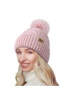 YAKASU Bonnet Femme Hiver - Chapeau Femme Pompon Bonnet en Tricot Chaud Doublé Polaire Knitted Beanie Femme Bonnet Hats dhiv