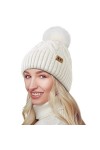 YAKASU Bonnet Femme Hiver - Chapeau Femme Pompon Bonnet en Tricot Chaud Doublé Polaire Knitted Beanie Femme Bonnet Hats dhiv