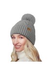 YAKASU Bonnet Femme Hiver - Chapeau Femme Pompon Bonnet en Tricot Chaud Doublé Polaire Knitted Beanie Femme Bonnet Hats dhiv