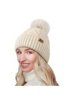 YAKASU Bonnet Femme Hiver - Chapeau Femme Pompon Bonnet en Tricot Chaud Doublé Polaire Knitted Beanie Femme Bonnet Hats dhiv