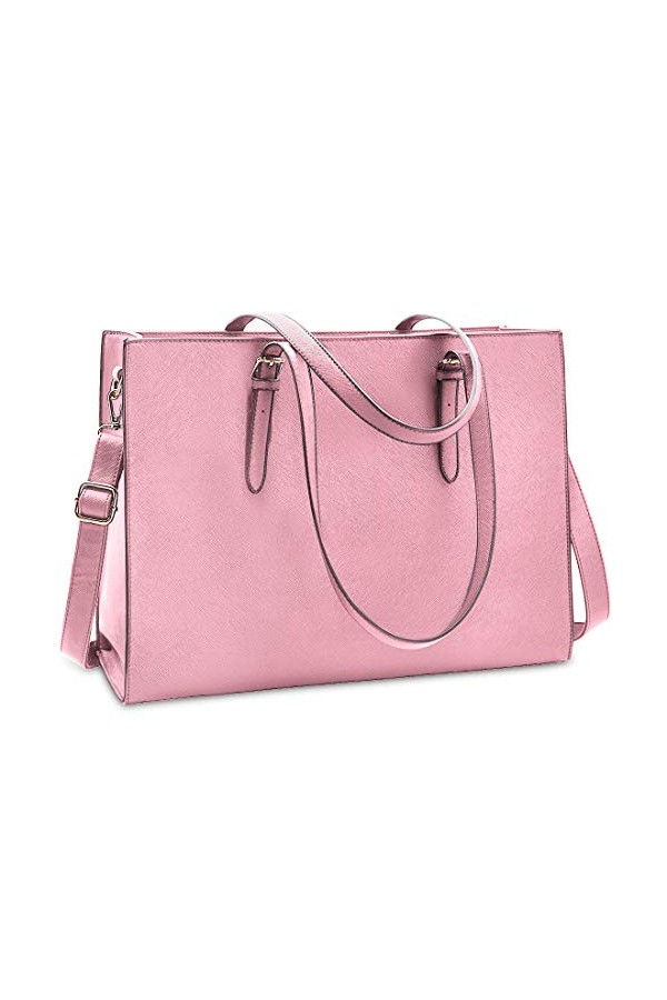 Sac Cabas Femmes Sac à Main en PU Cuir Grand Capacité Ordinateur Portable 15.6 Pouces Imperméable Sac de Cours Bandoulière Sa