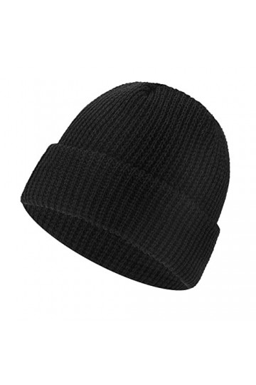 Sibba Bonnet Unisexe Doux et léger en Tricot pour lhiver Chaud et Coupe-Vent pour Homme et Femme Noir Noir