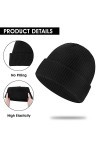 Sibba Bonnet Unisexe Doux et léger en Tricot pour lhiver Chaud et Coupe-Vent pour Homme et Femme Noir Noir