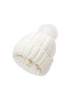TOEECY Bonnet Femme Hiver Chaud Bonnet Tricoté avec Pompon en Fausse Fourrure Épais Souple Tricot Chapeau Satin Doublé Protég