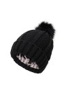 TOEECY Bonnet Femme Hiver Chaud Bonnet Tricoté avec Pompon en Fausse Fourrure Épais Souple Tricot Chapeau Satin Doublé Protég