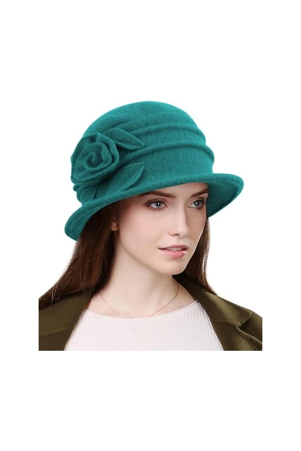 Wantonfy Bonnet pour Femme Français Laine Bérets Bonnet Hiver Chapeaux Vintage Automne Hiver pour Femme