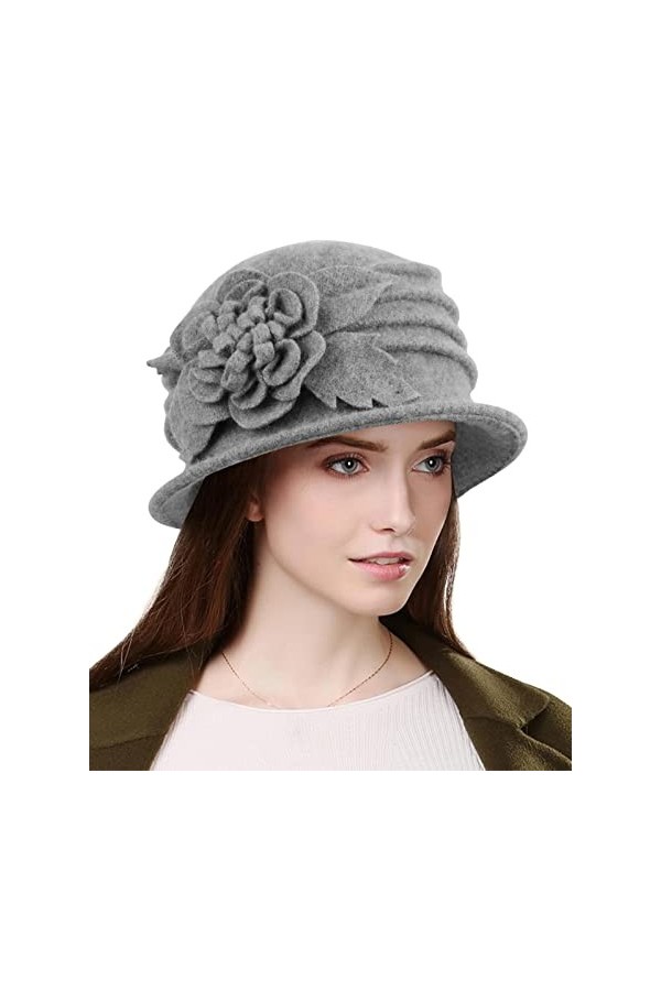 Wantonfy Bonnet pour Femme Français Laine Bérets Bonnet Hiver Chapeaux Vintage Automne Hiver pour Femme