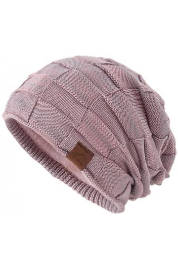 Malaxlx Rose Bonnet Tricoté pour Femme Homme Bonnet dhiver Doublure en Polaire Bonnet Doux Chaud Slouchy Bonnet de Crâne Bea