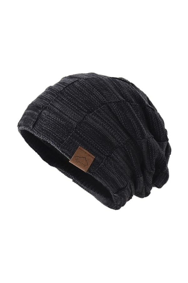 Malaxlx Rose Bonnet Tricoté pour Femme Homme Bonnet dhiver Doublure en Polaire Bonnet Doux Chaud Slouchy Bonnet de Crâne Bea