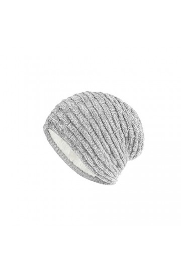Bonnet tricoté pour femme - Pour lhiver - En polaire douce et chaude, gris, Taille Unique