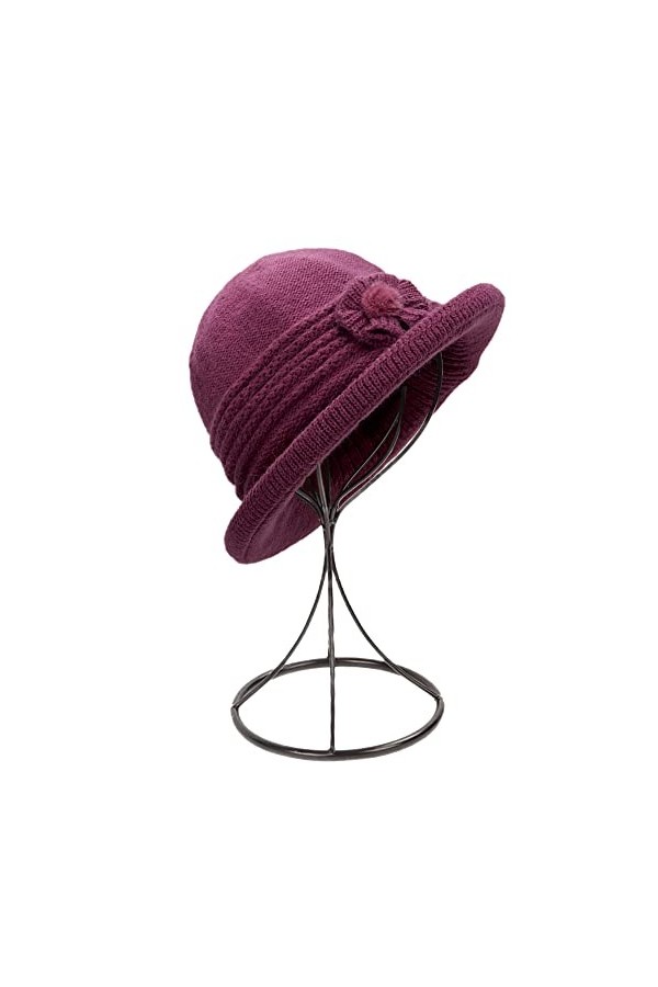 ZffXH Chapeau Cloche en Laine tricotée pour Femme 1920 Vintage