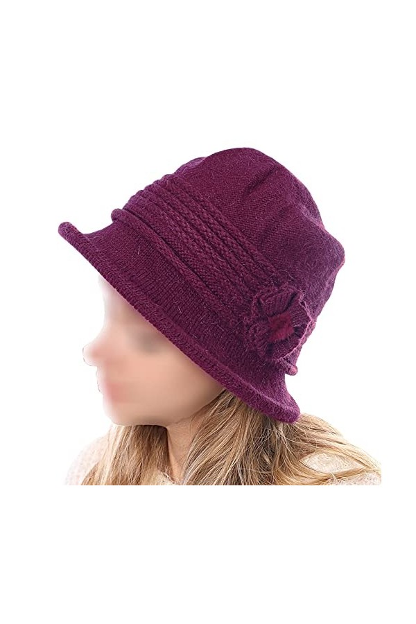 ZffXH Chapeau Cloche en Laine tricotée pour Femme 1920 Vintage