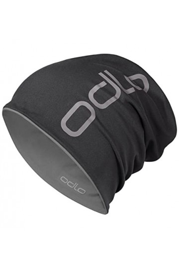 Odlo Mixte 792680 Bonnet, Noir/Odlo Steel Grey, Taille unique EU