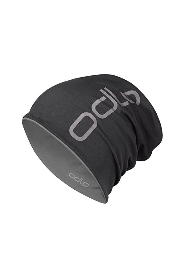 Odlo Mixte 792680 Bonnet, Noir/Odlo Steel Grey, Taille unique EU