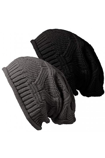 YSense Bonnet Femme Hiver avec Pompon, Bonnet en Tricot Chaud avec Doublure Polaire - Lot de 2 - Noir/Blanc - Taille Unique