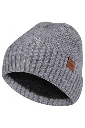 HASAGEI Bonnet tricoté Hommes Femmes, Bonnet Bonnet Femme, Thermo Respirant Bonnet Hiver, Doublure Polaire Douce Chaude Bonne