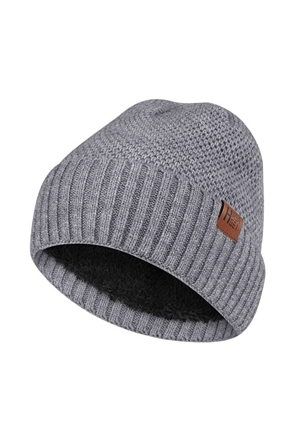 HASAGEI Bonnet tricoté Hommes Femmes, Bonnet Bonnet Femme, Thermo Respirant Bonnet Hiver, Doublure Polaire Douce Chaude Bonne