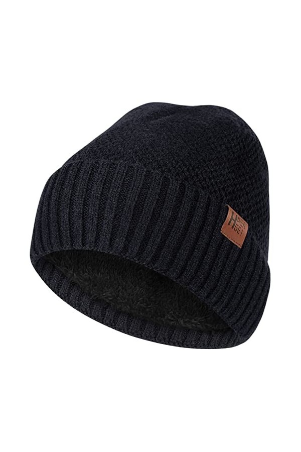HASAGEI Bonnet tricoté Hommes Femmes, Bonnet Bonnet Femme, Thermo Respirant Bonnet Hiver, Doublure Polaire Douce Chaude Bonne
