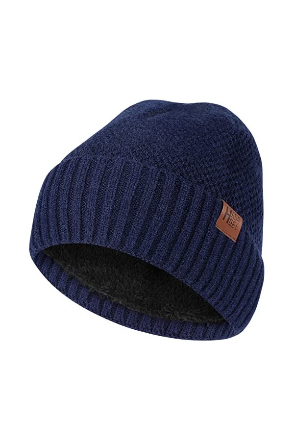 HASAGEI Bonnet tricoté Hommes Femmes, Bonnet Bonnet Femme, Thermo Respirant Bonnet Hiver, Doublure Polaire Douce Chaude Bonne