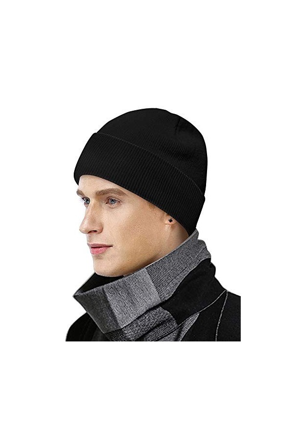 Bonnet Homme Femme, Bonnet de Hiver Unisexe Bonnet Ample Coton Performance Chapeau Tricoté Slouch Bonnet Baggy Sport Chaud Do
