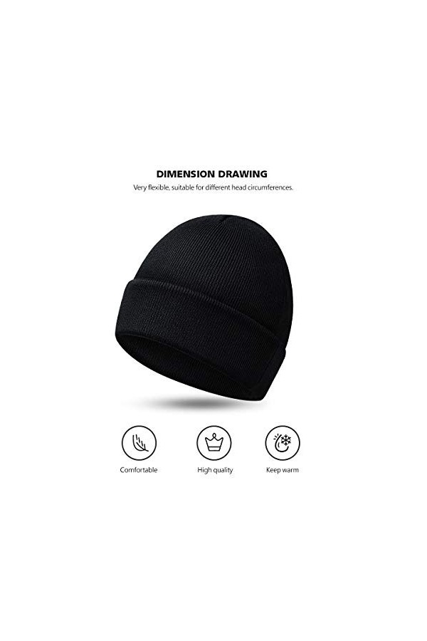 Bonnet Homme Femme, Bonnet de Hiver Unisexe Bonnet Ample Coton Performance Chapeau Tricoté Slouch Bonnet Baggy Sport Chaud Do