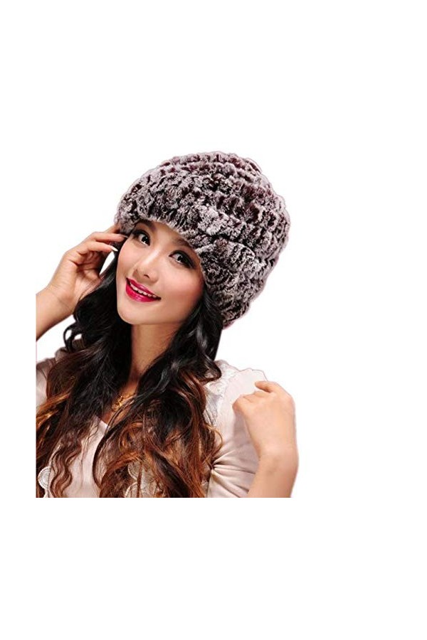 TUDUZ Femme Bonnets Bonnet Fourré Hiver pour Femme Bonnet Tricoté et Gros Pompon Coloris Taille Unique Gold Circle Doublure P