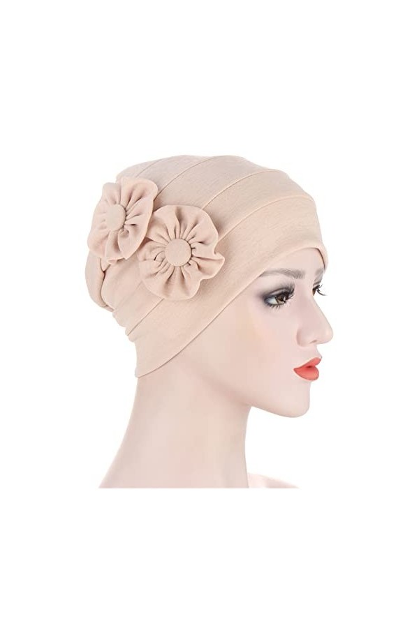 LOIJMK Turban Femme Hiver Chaud Bonnet Femmes Rouge Élastique Foulard avec Fleurs Douillé Casquette Décontractée Automne Et H