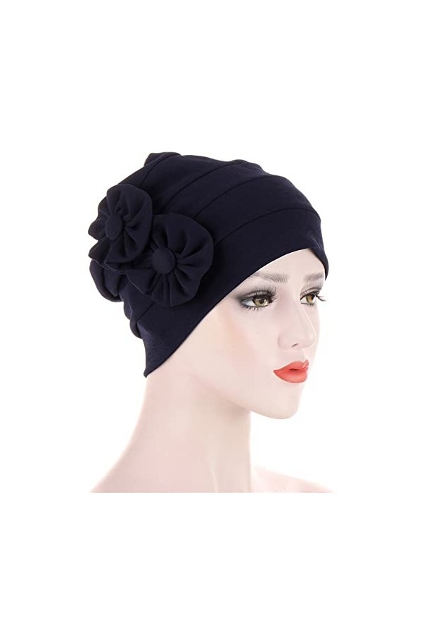 LOIJMK Turban Femme Hiver Chaud Bonnet Femmes Rouge Élastique Foulard avec Fleurs Douillé Casquette Décontractée Automne Et H