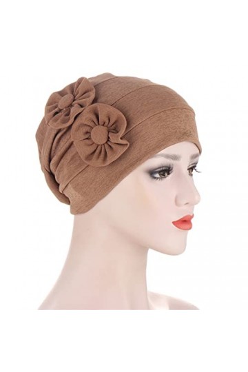 LOIJMK Bonnet Femme Rouge Élastique Turban Femme Hiver Chaud Foulard avec Fleurs Douillé Tricot Décontracté Élégant Tricoté H