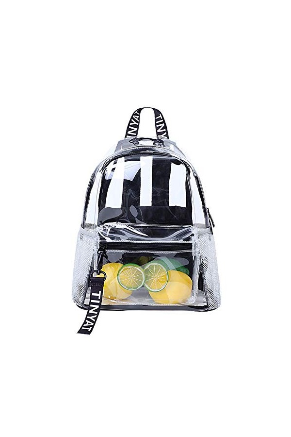 TINYAT Sac à dos transparent pour femme - Imperméable - Super PVC - Style décontracté - Sac à dos tendance - Sac à dos shoppi