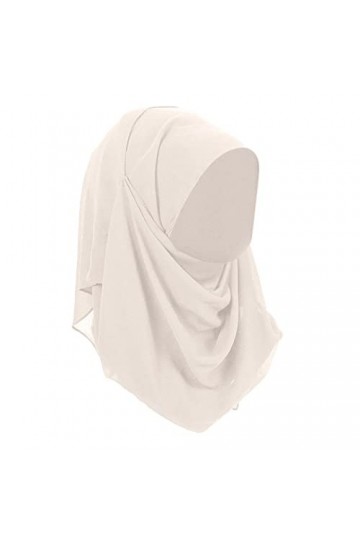 Foulard en mousseline Hijab Musulman pour femme - Léger et respirant - Turban bleu - Bonnet classique en jersey vintage - Élé