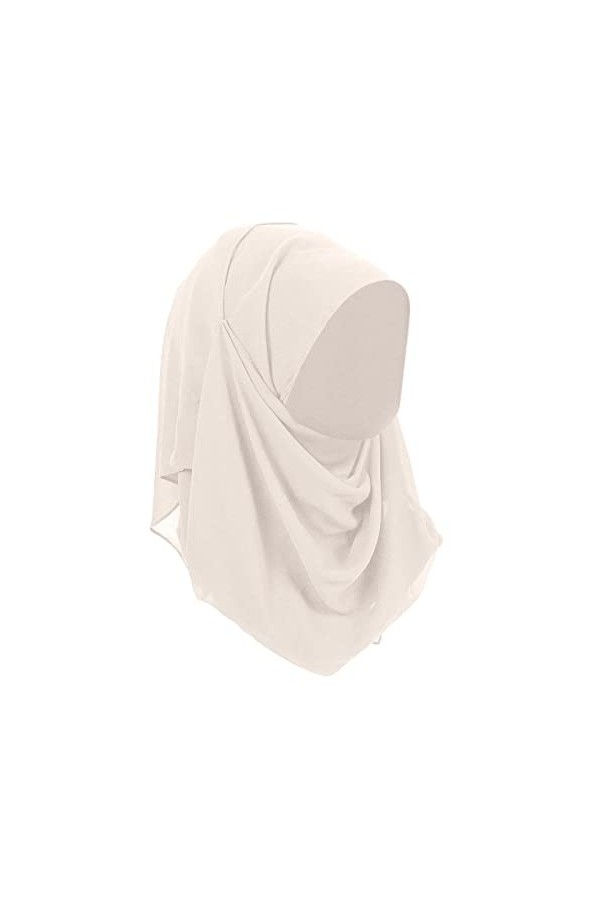 Foulard en mousseline Hijab Musulman pour femme - Léger et respirant - Turban bleu - Bonnet classique en jersey vintage - Élé