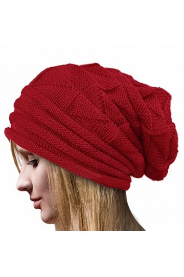 Susenstone Femme Bonnet Tricot Casquette Chaud Chapeau Hiver Beanie en Laine à PlisséS Mode Chapeau Unicolore Ski De Plein Ai