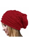 Susenstone Femme Bonnet Tricot Casquette Chaud Chapeau Hiver Beanie en Laine à PlisséS Mode Chapeau Unicolore Ski De Plein Ai