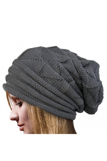 Susenstone Femme Bonnet Tricot Casquette Chaud Chapeau Hiver Beanie en Laine à PlisséS Mode Chapeau Unicolore Ski De Plein Ai
