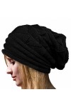 Susenstone Femme Bonnet Tricot Casquette Chaud Chapeau Hiver Beanie en Laine à PlisséS Mode Chapeau Unicolore Ski De Plein Ai