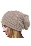 Susenstone Femme Bonnet Tricot Casquette Chaud Chapeau Hiver Beanie en Laine à PlisséS Mode Chapeau Unicolore Ski De Plein Ai