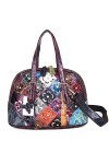 Segater Sac à main en cuir véritable avec fleurs multicolores pour femme, Fleurs vernies multicolores, Taille unique