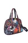 Segater Sac à main en cuir véritable avec fleurs multicolores pour femme, Fleurs vernies multicolores, Taille unique