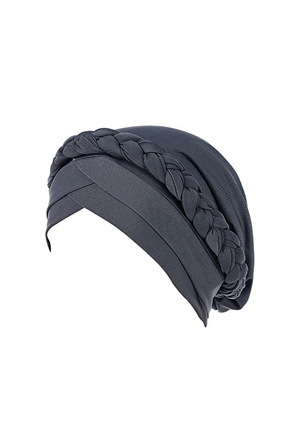 KPPONG Chapeau Musulman à écharpe Tressée Chapeau Enveloppant Pull-Over pour Femme À Enfiler Bonnet de Nuit Chimio