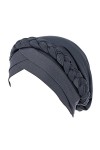 KPPONG Chapeau Musulman à écharpe Tressée Chapeau Enveloppant Pull-Over pour Femme À Enfiler Bonnet de Nuit Chimio