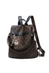 AlwaySky Femme Antivol Sacs portés dos PU Étanche Backpack Décontractée Sacs bandoulière avec pendentif ours mignon Daypack M