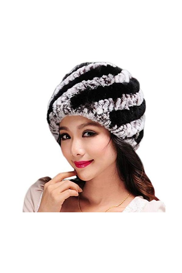 TUDUZ Femme Bonnets Bonnet Fourré Hiver pour Femme Bonnet Tricoté et Gros Pompon Coloris Taille Unique Gold Circle Doublure P