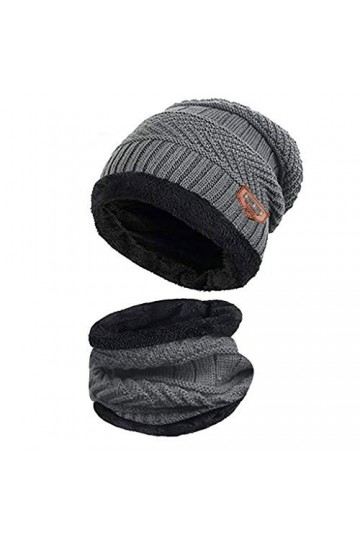 URIBAKY Bonnet dhiver pour homme et femme Unisexe Chaud Mode Bonnet en polaire Bonnet de baseball Bonnet en tricot, Gris fon