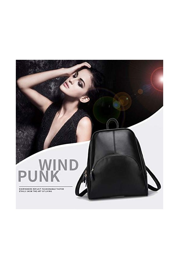 DEERWORD Femme Sac a Dos Sacs à Main Portés Bandouliere Feminin Ados Original PU Cuir 5035 1pc ensemble Noir V4