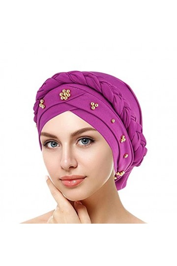KPPONG Bonnet Turbans Fouet tresser pour Femmes Doux Turban Plissé Noué à la Mode Bonnet Headwrap Turban Chapeau de Sommeil