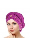KPPONG Bonnet Turbans Fouet tresser pour Femmes Doux Turban Plissé Noué à la Mode Bonnet Headwrap Turban Chapeau de Sommeil