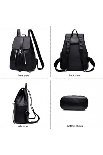 Sac a Dos Femme, Sac à Main Portés Dos Fille Mini Antivol Imperméable Sacs à Dos Voyage en Nylon, Sac d’école en Cuir PU Déco